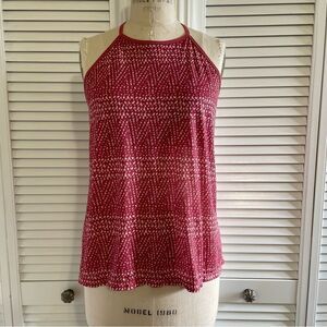 Prana Racerback Crimson Red & White Tank Top Sz-L